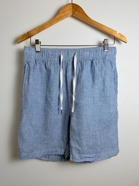 Caribbean Joe 100% Linen Drawstring Shorts Blue Size Small
